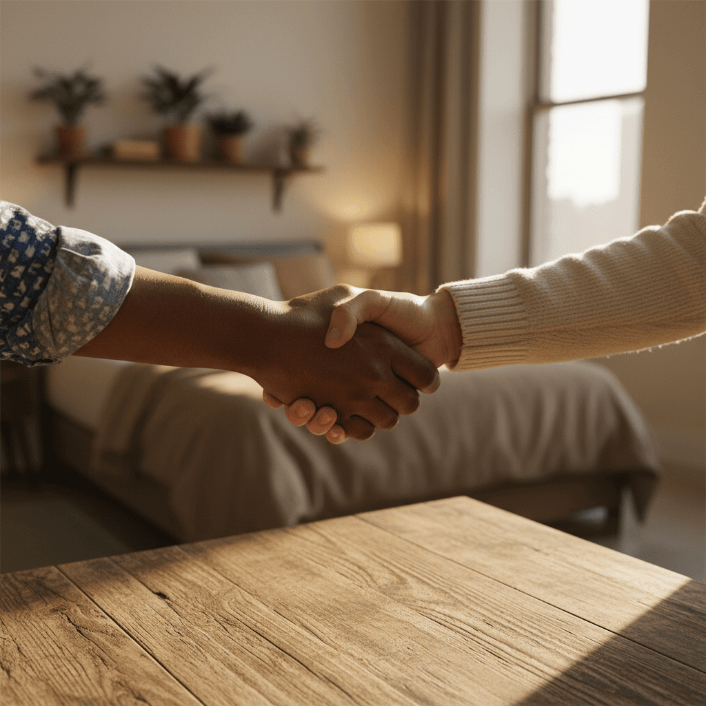 Founder handshake symbolizing trust and partnership
