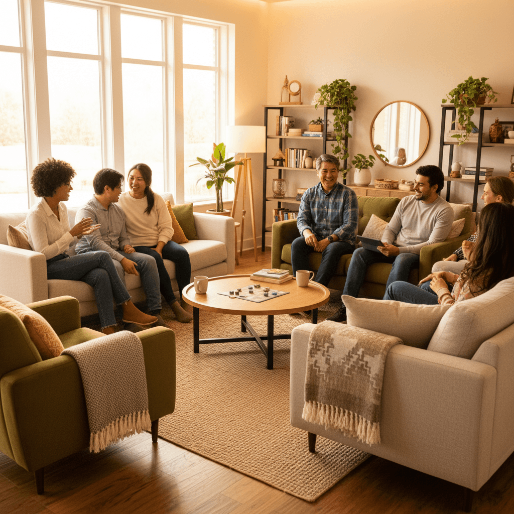 Shared common area where residents connect