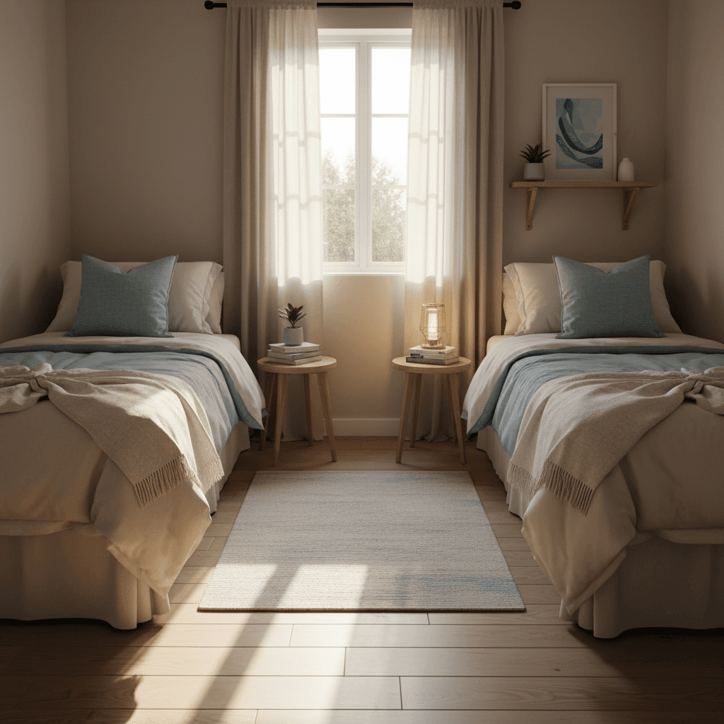 Shared bedroom with two comfortable beds